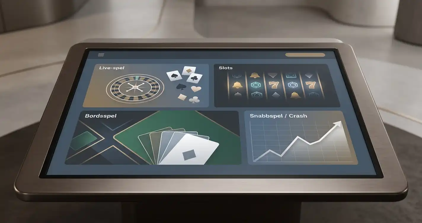 Abstrakt spelbord med kortformer och flera spelpaneler i dämpad belysning